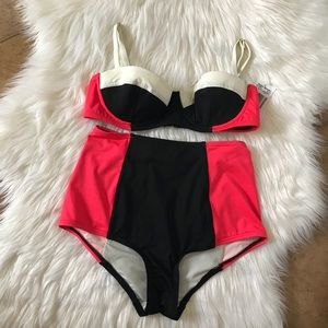 KATE SPADE color block high waisted bikini two piece set women’s size XS